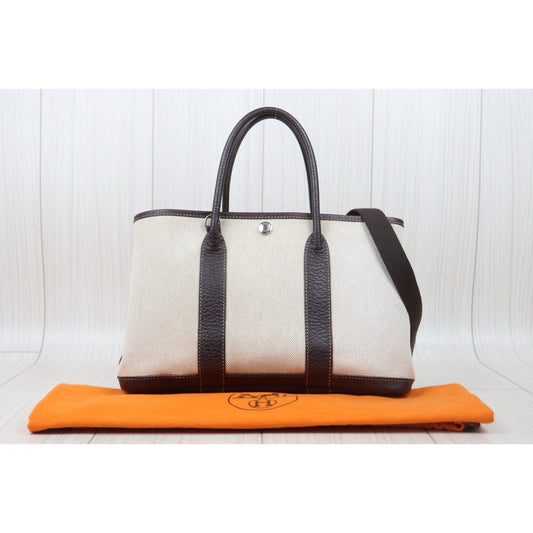Good ( Rank AB)| HERMES Garden Party TPM Handbag With Shoulder Strap □H Stamp Made In 2004 Year|S24102812