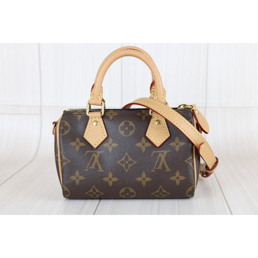 Very Good ( Rank A)|LV Monogram Nano Speedy Handbag Shoulder Bag Current Model|X25120601