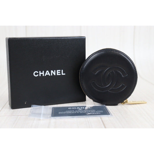 Rank A |CHANEL Lamb Leather Camellia Coin Holder|V23102827