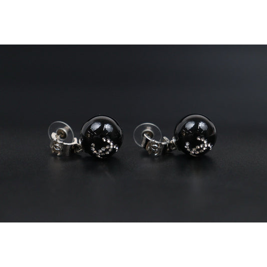 Very Good ( Rank A) |CHANEL 22P COCO Mark Rhinestone Earrings Made In 2021Year|V25121110