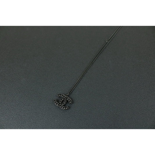 Very Good ( Rank A) |CHANEL COCO Mark Black and White Rhinestone Necklace Black|F25022008