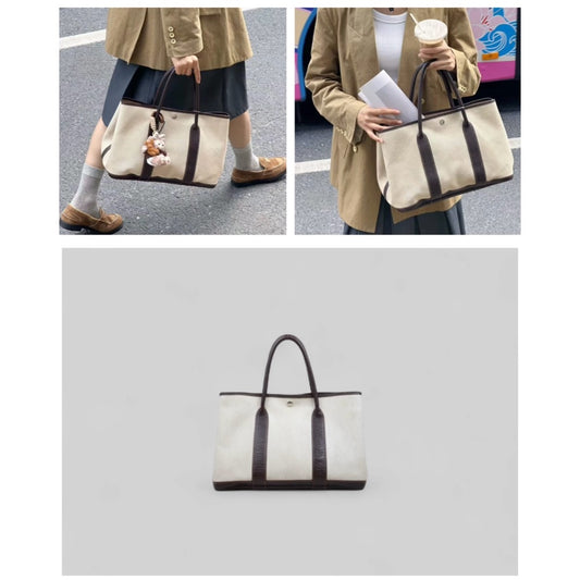 Good ( Rank AB)| HERMES Garden Party PM Handbag □G Stamp Made In 2003 Year|25060522