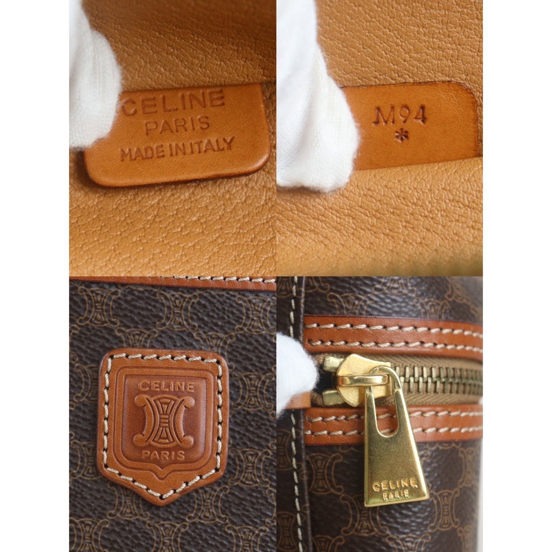 Rank A | CELINE Macadam Vanity Handbag |23090748