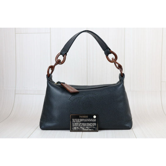 Very Good ( Rank A)| CHANEL Caviar Skin Pear Flower Wood Shoulder Bag Black Made In 2002-2003Year |S24101308