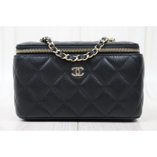 Excellent(Rank SA)| CHANEL Caviar Skin Leather Calf Leather Vanity Shoulder Bag |S24112215