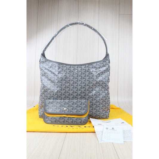 Excellent(Rank SA)| Goyard Boheme Hobo Shoulder Bag Grey|W24082801