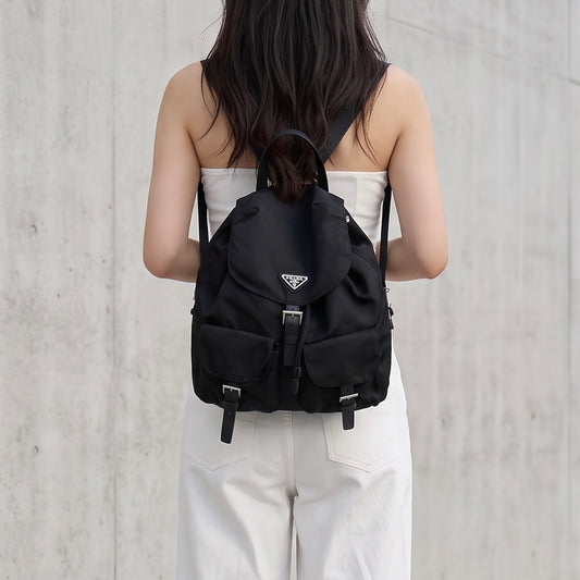 Include Entrupy Certificate of Authenticity|Very Good ( Rank A) |Prada Nylon Black Backpack Medium |26091405