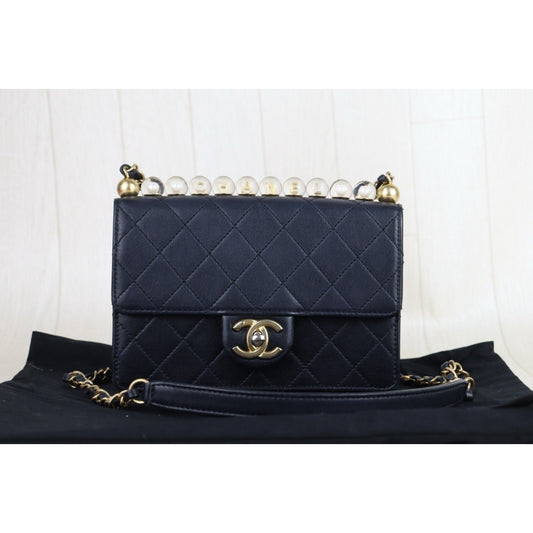 Good ( Rank AB)| CHANEL Lamb Skin Matrasse Pearl Chain CF Shoulder Bag Made in 2020-2021 Year|H25111701