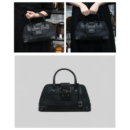 Very Good ( Rank A) | Dior Trotter Punk Calf Skin Canvas Hand Bag Black |25031817