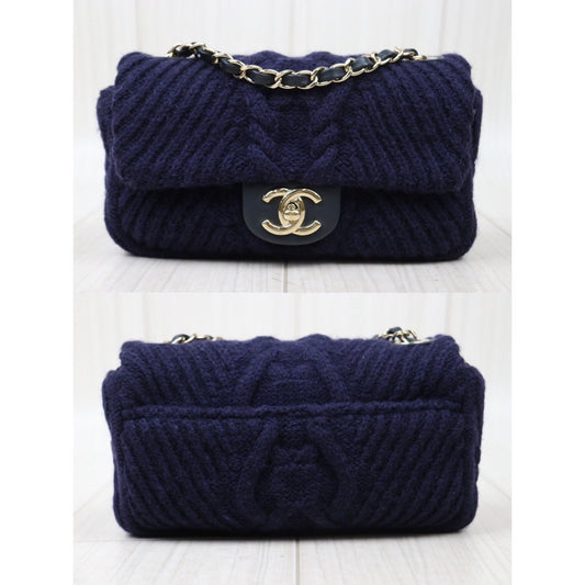 Rank A | CHANEL Wool Knitting Mini Flap 20 Shoulder Bag Made In 2018-2019Year|Y24051712
