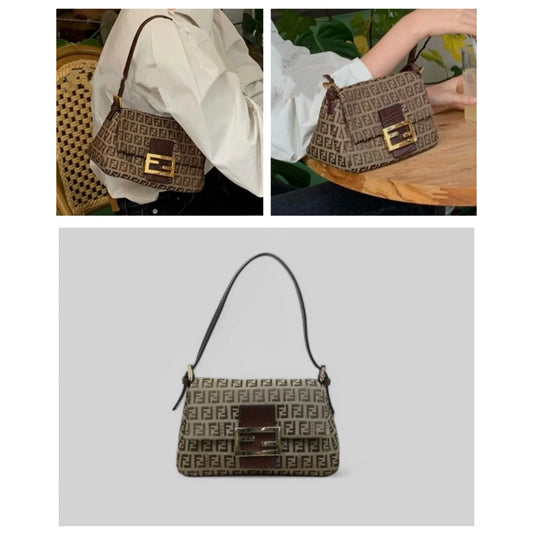 Very Good ( Rank A)| FENDI Mamma Baguette Shoulder Bag Gold Hardware|V25031312