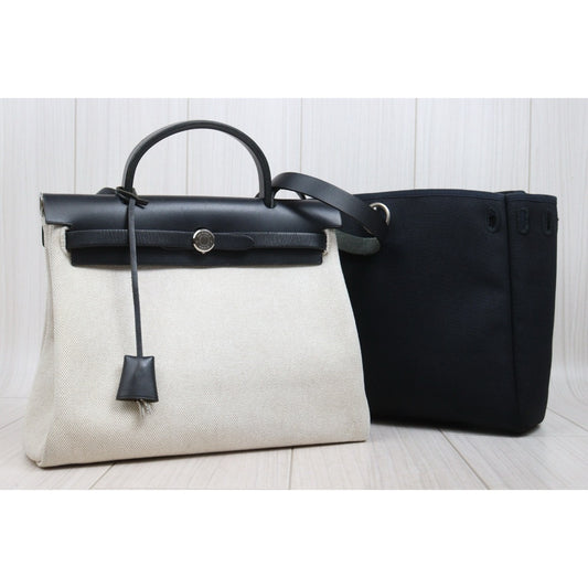 Include Entrupy Certificate of Authenticity|Good ( Rank AB)| HERMES Herbag PM Shoulder Bag □E Stamp Made in 2001Year|26041406