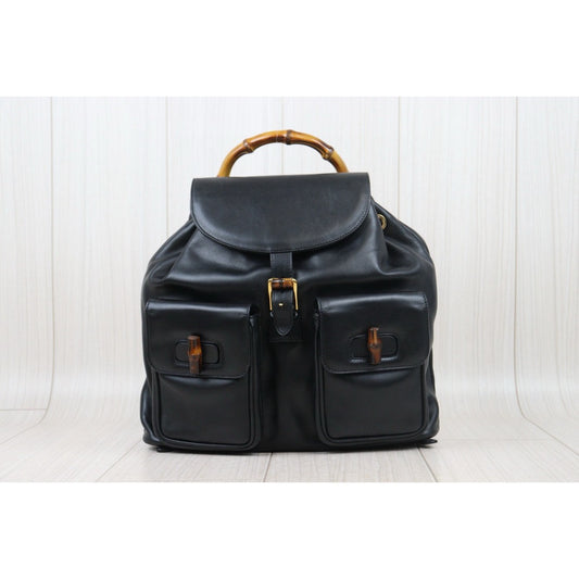 Very Good ( Rank A) |GUCCI Bamboo Leather GM Backpack Back|24103112