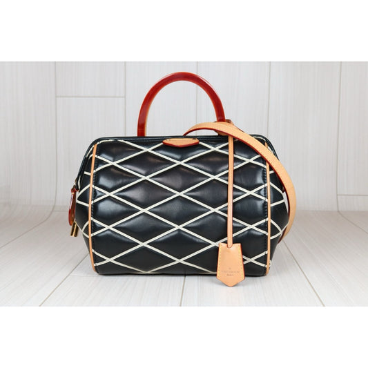 Rank A| LV Doc PM Black Leather Top Handle Crossbody Shoulder Bag |S24080503