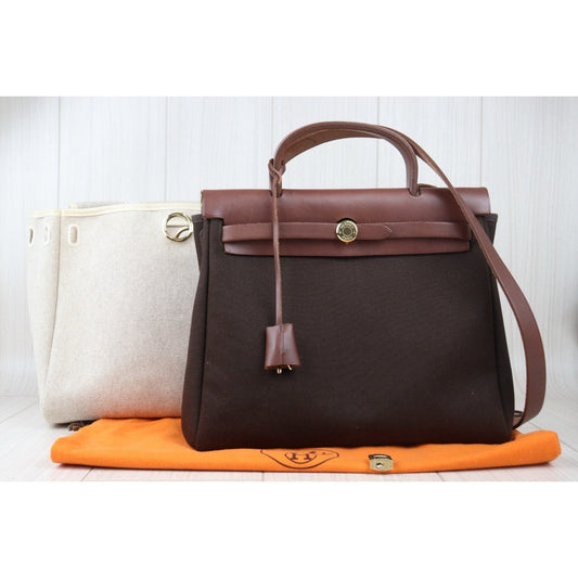 Rank AB | HERMES Herbag PM □F Shoulder Bag Made In 2002 Year|24081920