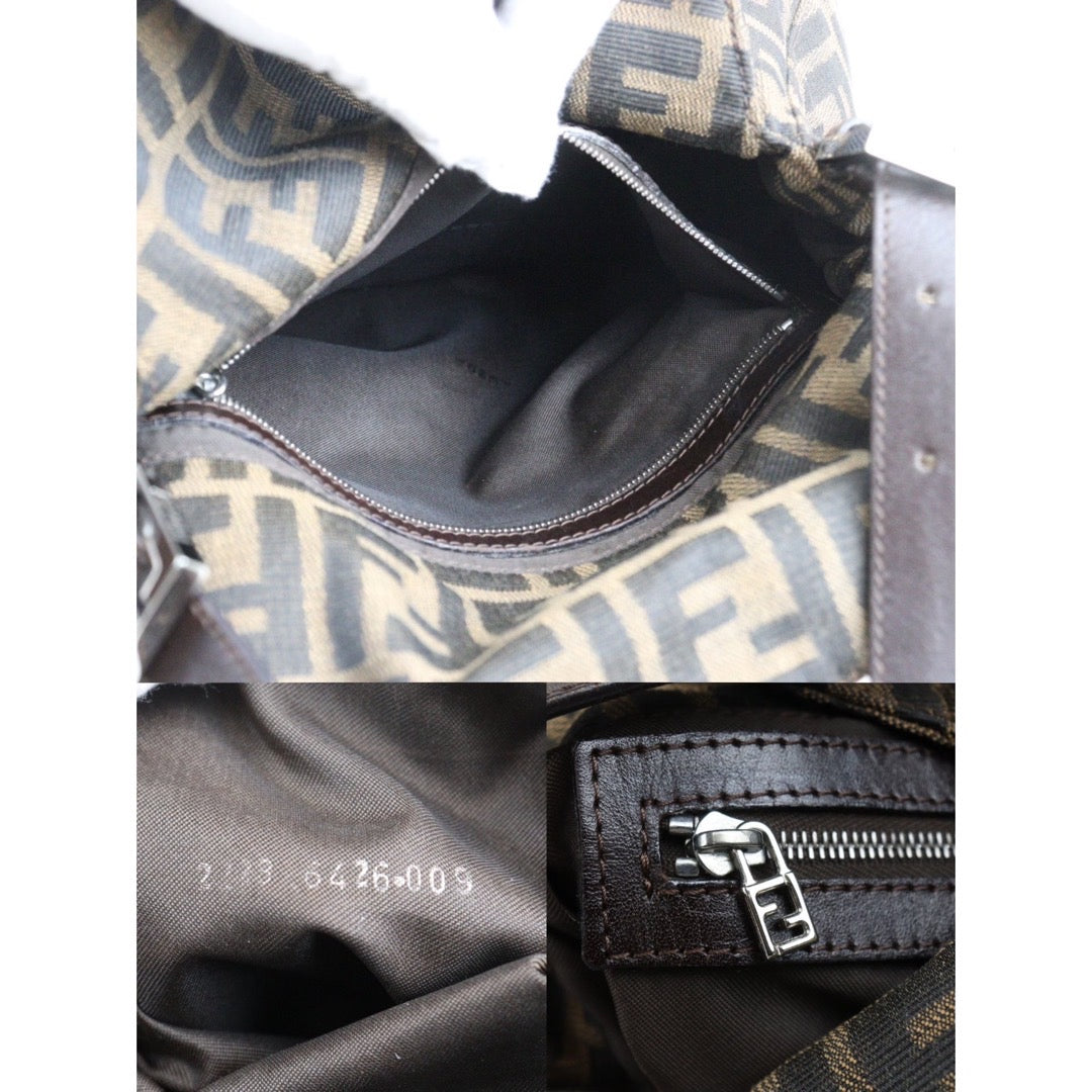 Rank A | FENDI Zucca Mamma Bucket Shoulder Bag|23101309
