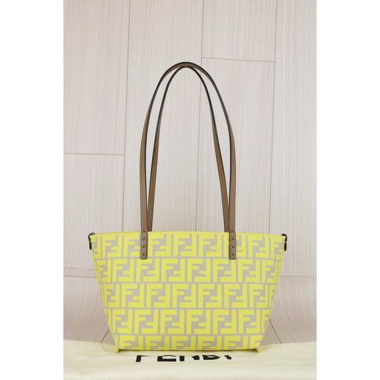 Excellent(Rank SA) | FENDI Roll Canvas Pequin Yellow Tote Bag |X24121825