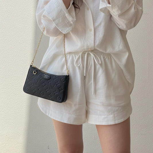 Include Entrupy Certificate of Authenticity|Excellent(Rank SA)|Full Set Louis Vuitton Monogram Empreinte Easy Pouch On Strap Black ShoulderBag IC Chips Model|S26052002