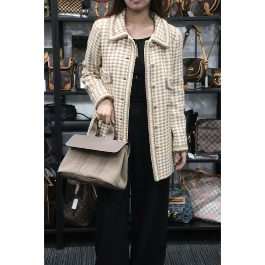 Very Good ( Rank A) | CHANEL 00A Wool Houndstooth Coat 40 size |W25102107