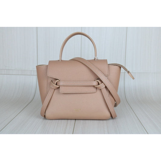 Very Good ( Rank A)|CELINE Leather Calf Belt Pico Handbag Shoulder Bag Limited Edition Desert Rose|Counter Price ¥231,000JPY|X25021809
