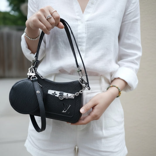 Include Entrupy Certificate of Authenticity|Very Good ( Rank A)| Louis Vuitton Epi Marellini Black ShoulderBag IC Chips Model|S26051509