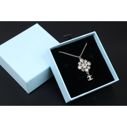 Very Good ( Rank A)| CHANEL COCO Mark Silver Plating Diamond Necklace |S24112505