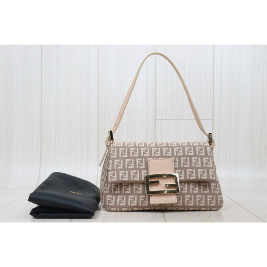 Very Good ( Rank A)| FENDI Zucca Mamma Baguette Shoulder Bag Gold Hardware Pink|25090506