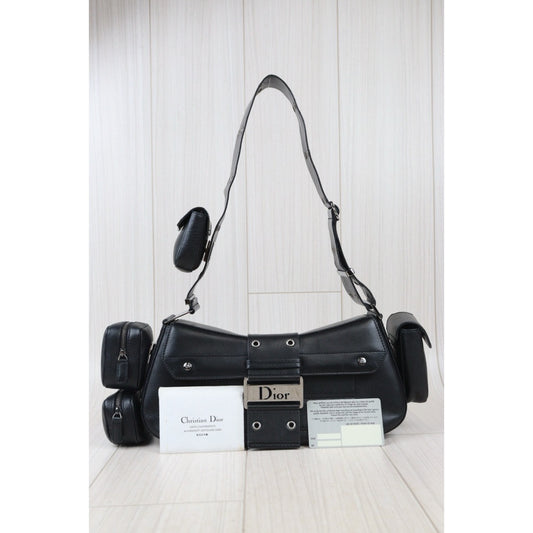 Rank AB| Dior Punk Calf Skin Shoulder Bag Black |W24080706