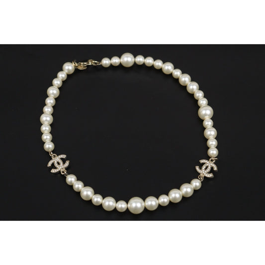 Very Good ( Rank A) | CHANEL Coco Mark Pearl Rhinestone Necklace|V25090507