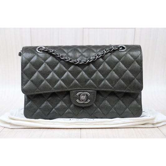 Rank A| CHANEL Limit Color Charcoal Grey Caviar Skin Matrasse Double Flap 25 Shoulder Bag Made In 2018 Year |S24061728