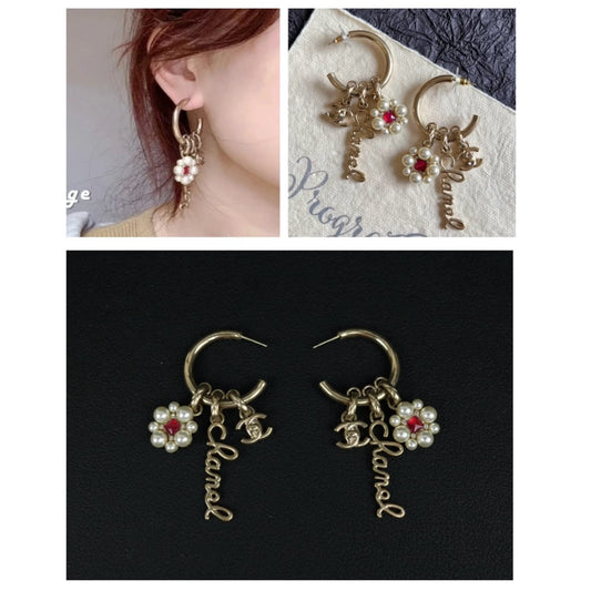 Excellent(Rank SA)| CHANEL Coco Mark Flowers Pearl Earrings|X25030105