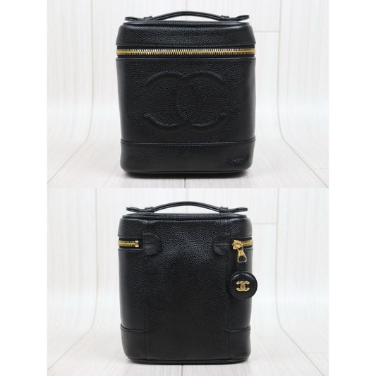 Include Entrupy Certificate of Authenticity|Good ( Rank AB)| CHANEL Caviar Skin Vanity Handbag Made In 2000~2002Year |26011505