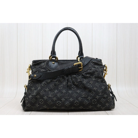 Good ( Rank AB)| LV Denim Monogram Black Tote Bag Shoulder Bag|26030801