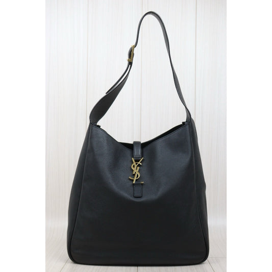 Good ( Rank AB)| Saint Laurent YSL Calf Leather Hobo Shoulder Bag Black MM|S25110415