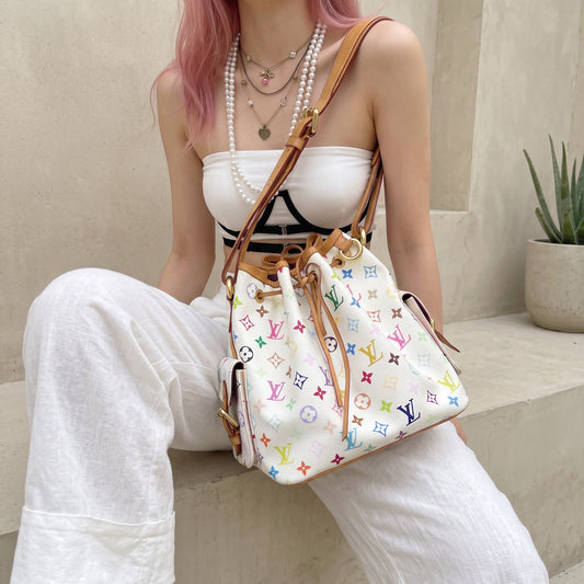 Include Entrupy Certificate of Authenticity|Good ( Rank AB)|Louis Vuitton Takashi Murakam Multi Monogram Petit Noe ShoulderBag|S26090724