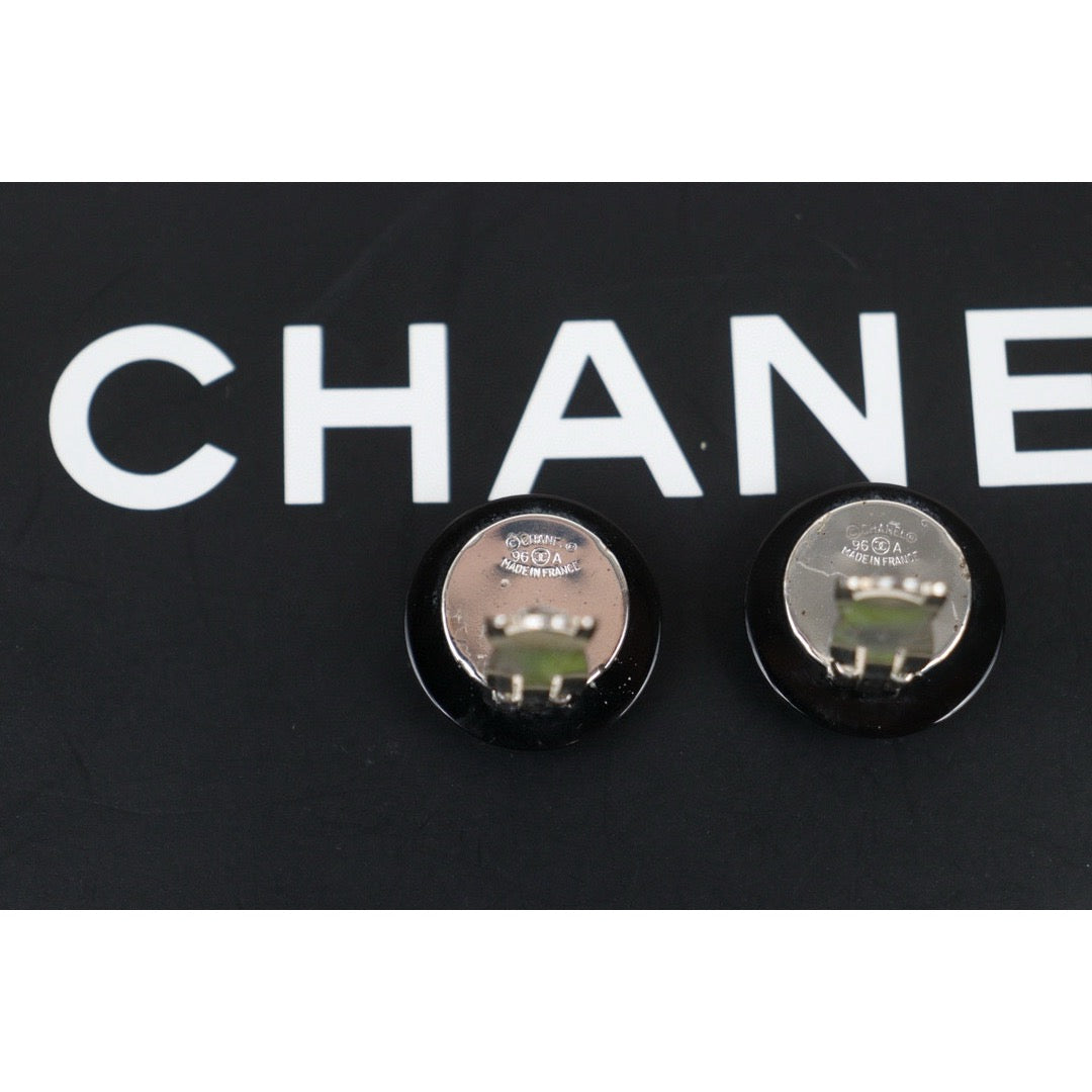 Very Good ( Rank A) |CHANEL Vintage Silver COCO Mark Diamond Earrings |V24111226