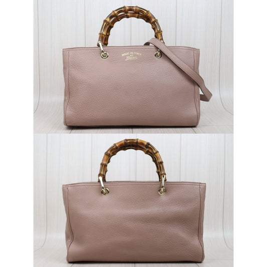 Include Entrupy Certificate of Authenticity|Very Good ( Rank A) | GUCCI Bamboo Calf Leather Pink Tote Bag |W25102114