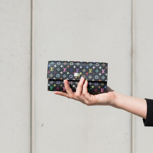 Include Entrupy Certificate of Authenticity|Excellent(Rank SA)|Full Set Louis Vuitton Monogram Multicolor Portofeuil Sara Long Style Wallet |X26041106