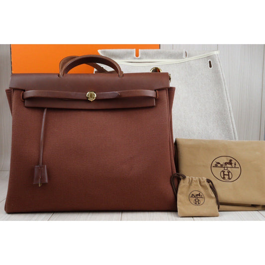 Rank AB | HERMES Herbag MM □E Stamp With Change Bag Made In 2001 Year|24022221