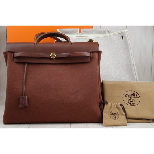 Rank AB ｜ HERMES Herbag MM  □E Stamp With Change Bag  Made In 2001 Year｜24022221