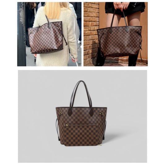 Good ( Rank AB)| LV Damier Neverfull MM Shoulder Bag With Pouch|25022606