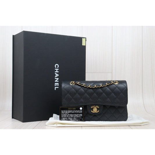 Excellent(Rank SA)| CHANEL Caviar Skin Matrasse Double Flap 23 Shoulder Bag Black Made In 2020 Year |S25012703
