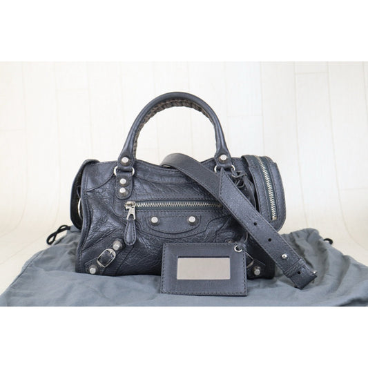 Good ( Rank AB)|Balenciaga Le City Mini Handbag Shoulder Bag Grey|S25110314
