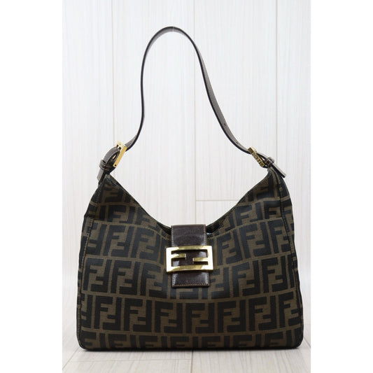 Good ( Rank AB)| FENDI Zucca Mamma Shoulder Bag Gold Hardware|24110105