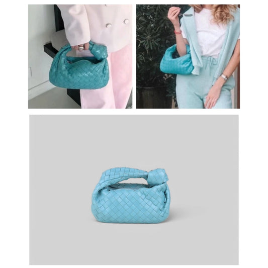 Good ( Rank AB)| Bottega Veneta Lamb Skin Mini Jodie Hand Bag Blue|H25031803