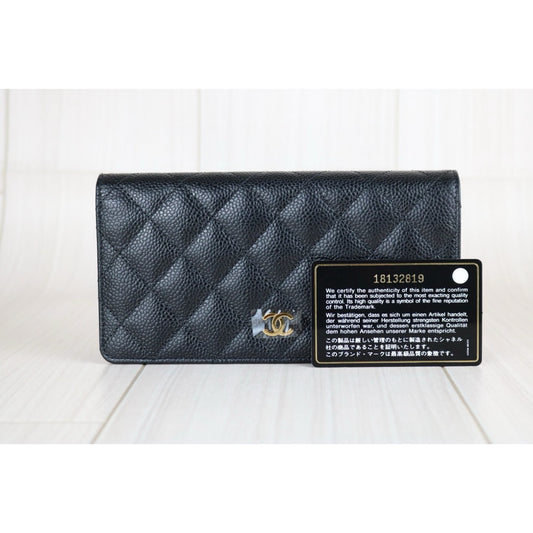 Excellent(Rank SA) |CHANEL Caviar Skin Black Long Wallet Made In 2013-2014 Year|S24111501
