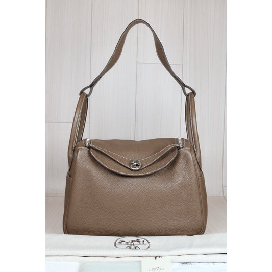 Very Good ( Rank A)| Hermes Lindy 30 TC Leather Silver Hardware Shoulder Bag X stamp |S24072105