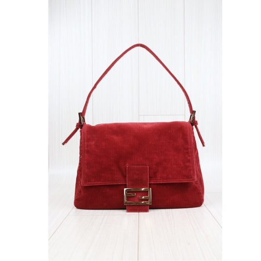 Rank A | FENDI Baguette Shoulder Bag Red|Q24021529