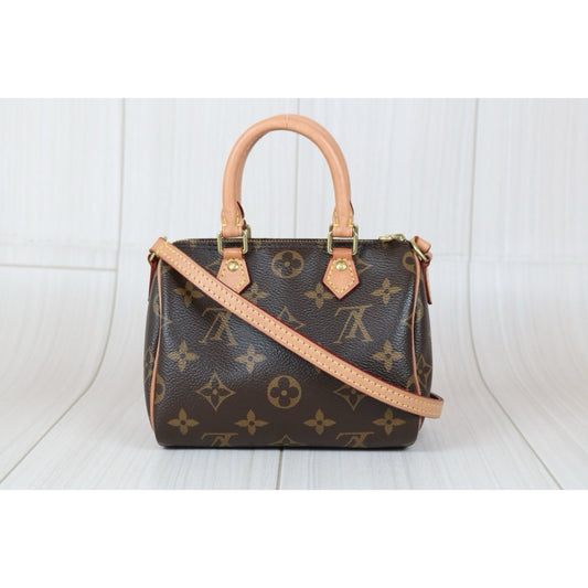 Very Good ( Rank A)|LV Monogram Nano Speedy Shoulder Bag|S24091501