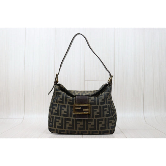 Very Good ( Rank A)| FENDI Zucca Mamma Shoulder Bag Gold Hardware|24120507